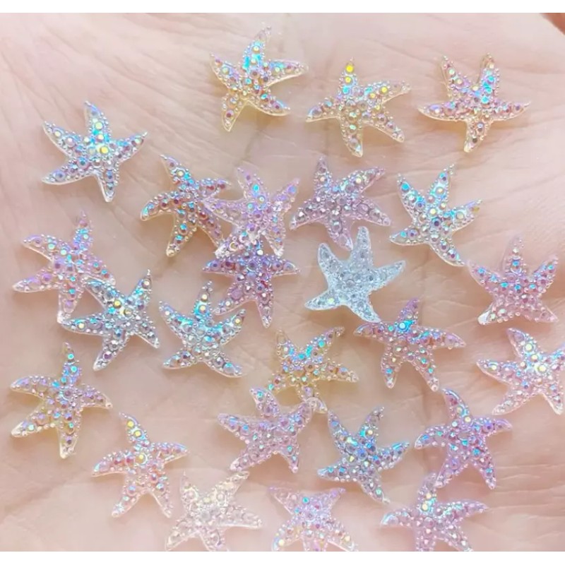30 Pcs Miniature Starfish Resin Figurines Cabochon Hair Accessories &