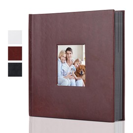Leather Scrapbook Album DIY Set Scrap Book Album Hardcover Pictures Book 10.5"x10.5",DIY,Handmade for Anniversary,Family Memories,Couples,Friend&Baby,Accommodates 3x5 to 8x10 Photos (Leather-brown)