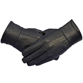 Mens Designer Genuine Leather Touch-Screen Thermal Gloves (Style 2, Medium)