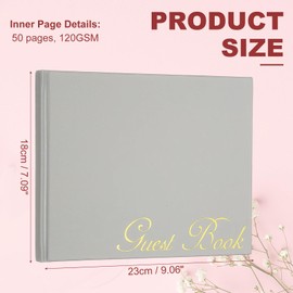 PATIKIL Elegant Guestbook, 9"x7" PU Leather Wedding Guest Book Stylish Sign in Book with 50 Blank 120GSM Paper for Receptions Birthdays Funerals Special Events, Light Gray