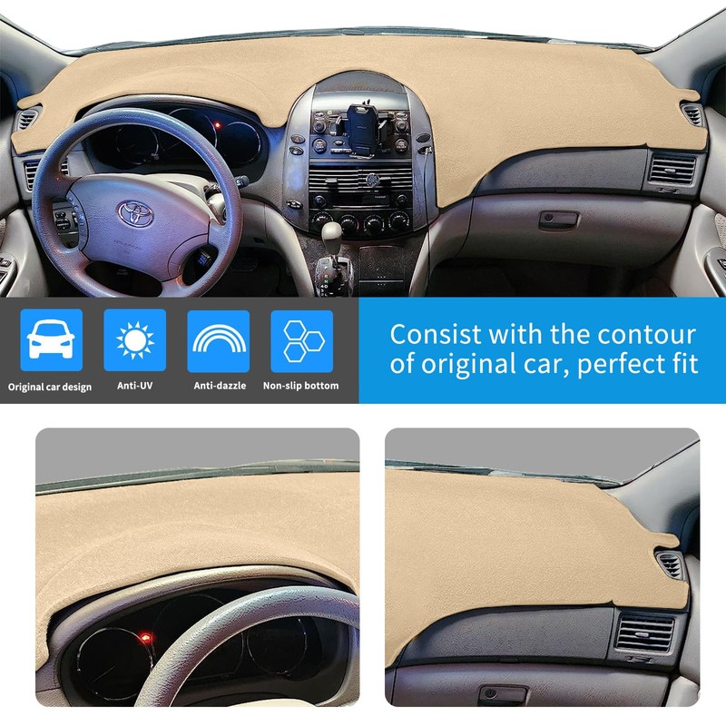 HanLanKa Dashboard Cover Mat Dash Cover Compatible with Toyota Sienna