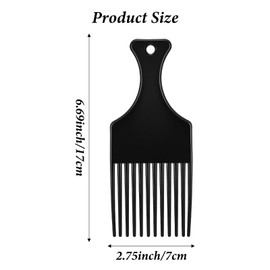 4 Pcs Hair Picks for Curly Hair, Plastic and Metal Hair-Pick for Black Men Wide Tooth Afro Pick Comb Detangling Wig-Braid-Hair Styling Tool Hairdressing Styling Tool, Black
