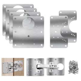 Trinkrittey 6 PCS Hinge Repair Kit Plate for Cabinet Hinges Repair Fixing Plates Stainless Steel Cabinet Hinge Repair Plate with Mounting Screw Hinge Repair Replacement Kit for Cupboard