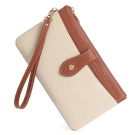 GAEKEAO Wristlet Wallets for Women Clutch Purses RFID Blocking Vegan Leather Card Phone Holder with 10 Card Slots 2 ID Window