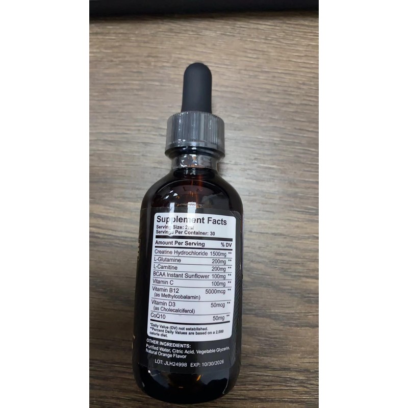 Creatine HCL Liquid Drops for Men & Women, 1500mg Liquid