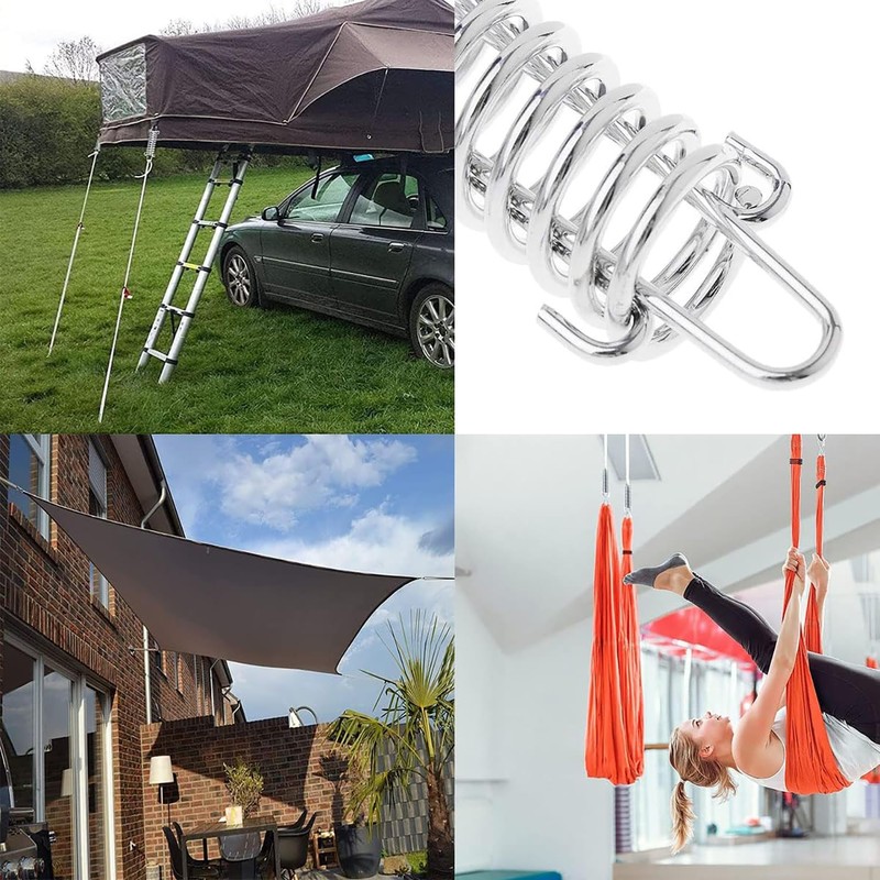 JINJUMEI Pack of 4 Tension Spring Awning with 8 Carabiners,