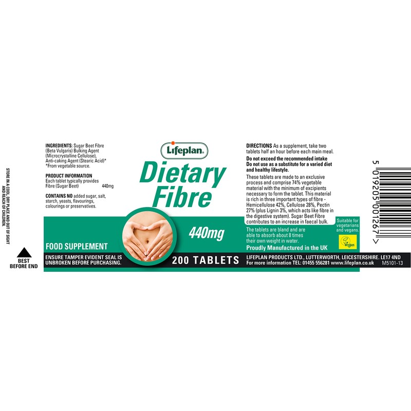 Lifeplan Dietary Fibre 440mg 2 x 200 Tablets