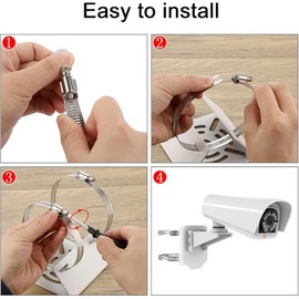 Universal Vertical Mast Mount for Security Cameras, Robust Stainless Steel Bracket with 2 Loops for Pole Mounting, Compatible with CCTV Cameras & IP Cameras (Small Size), Weatherproof Mount
