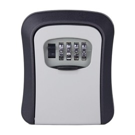 LUMBER JACK Wall Mounted Key Storage Box, 4-Digit Combination Lock, Key Safe with Backup Key Access, Black and Silver
