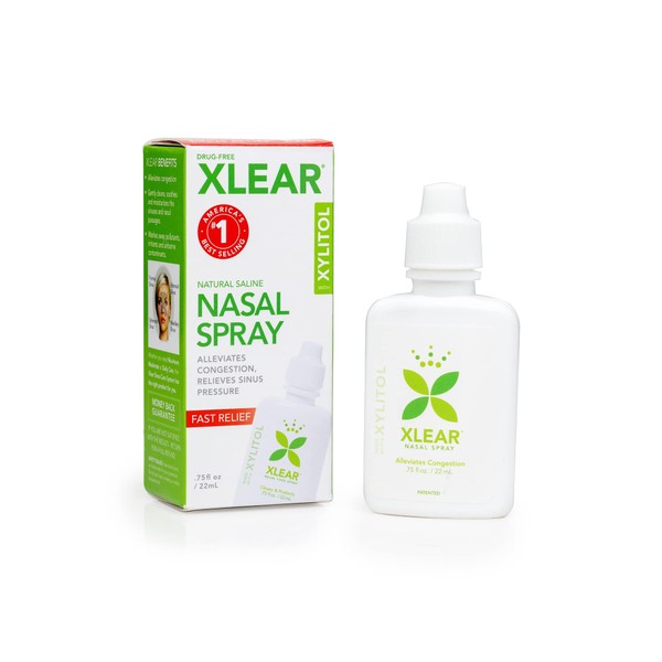 Xlear Nasal Spray, Natural Saline Nasal Spray with Xylitol, Nose Moisturizer for Kids and Adults, 0.75 fl oz (Pack of 3)