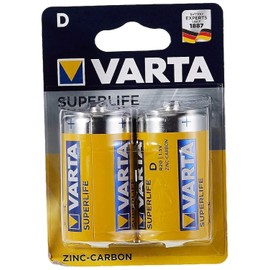 Varta Superlife 10500220 Zinc Carbon Batteries Mono/D / LR20 with 1.5 Volt, Set of 2, Capacity 6000 mAh