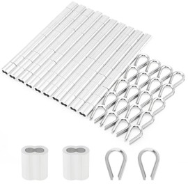 3/16" Wire Rope Thimbles 20Pcs + 100Pcs M5 Wire Rope Sleeve,Aluminum Crimping Loop Sleeves Cable Crimps Ferrules Stainless Steel Thimble Rigging for Diameter 6mm Cable