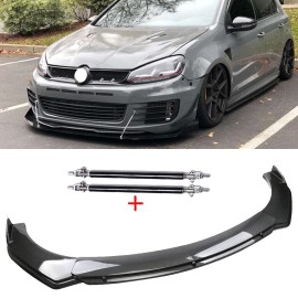 Unbranded Carbon Fiber Style Front Bumper Lip Spoiler Strut R For VW Golf GTI MK5 MK6 MK7