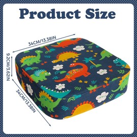 Rppiup Booster Seat Dining Chair, Toddler Booster Seat for Dining Chair with Non-Slip Bottom, Pu Washable Cartoon Booster Cushion Toddler with 2 Adjustable Straps, Detachable Cushion for 3+