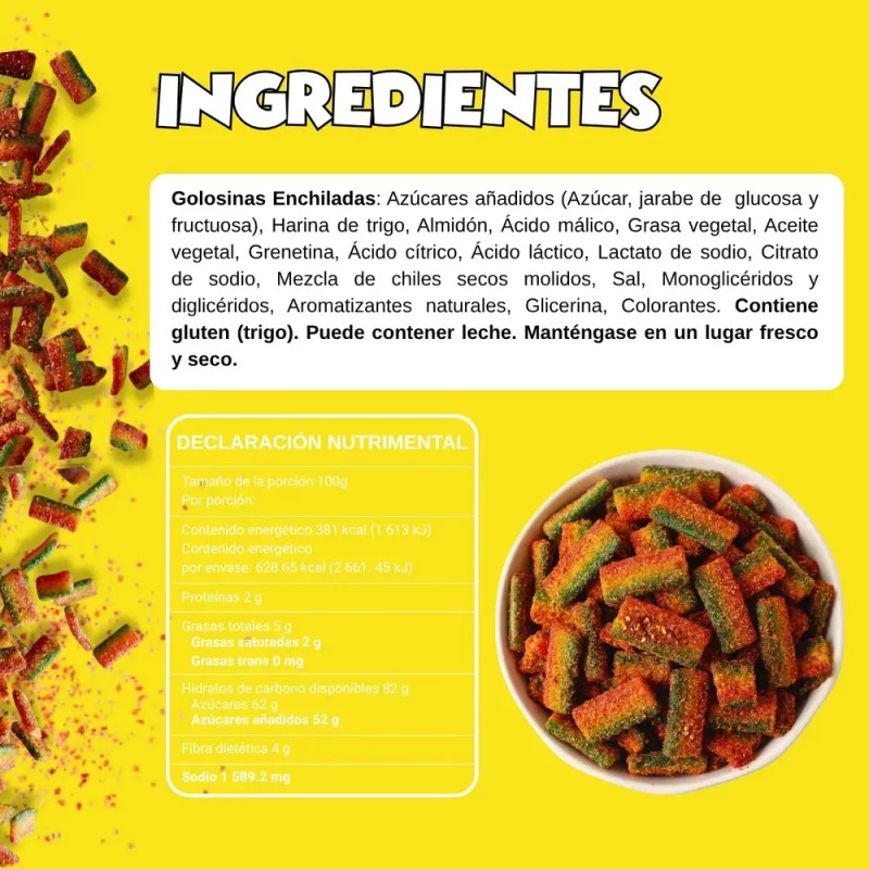 Gomitas Enchiladas Sweet Chile Rainbow Bites Chamoy 142g Dulces Aciditos