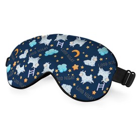 NOHSHE Cute Sheep Sleep Eye Mask Good Night Moon Clouds Stars Silk Eye Mask Sleeping Soft Eye Shade Cover for Men Women Boy Girl Airplane Travel with Elastic Strap