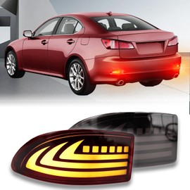PGTOPONE Upgrade LED Rear Bumper Reflectors Light Fog Brake Tail Lamps Compatible with Lexus Gen2 2006-2012 IS IS250 IS300 IS350 IS200t is-F Replace OEM Stock Reflector Turn Signal Light (Smoked)