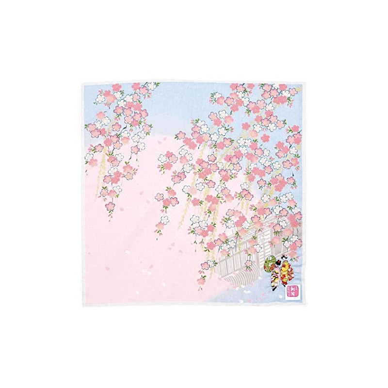Yamamoto Hitoto Shoten Yuzen Embroidery Handkerchief, Maiko B Blue [1689-B]