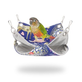 Bird Double Hammock Warm Nest Bed for Parrot Budgie Parakeet Cockatiel Conure Lovebird Hamster Rat Mice Chinchinlla (S)