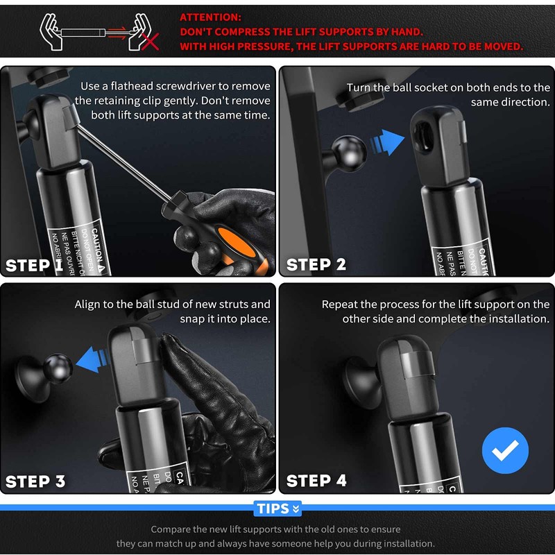 A-Premium Front Hood Lift Supports Shock Struts Replacement for Lexus