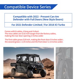 HuanRanYo Extended Door Cables for Can Am Defender Max 2022-Present HD10 Full Doors, Longer Than OEM Cables Fits Four Doors Longer Limit Straps for a Wider Door Opening Performance Accessories