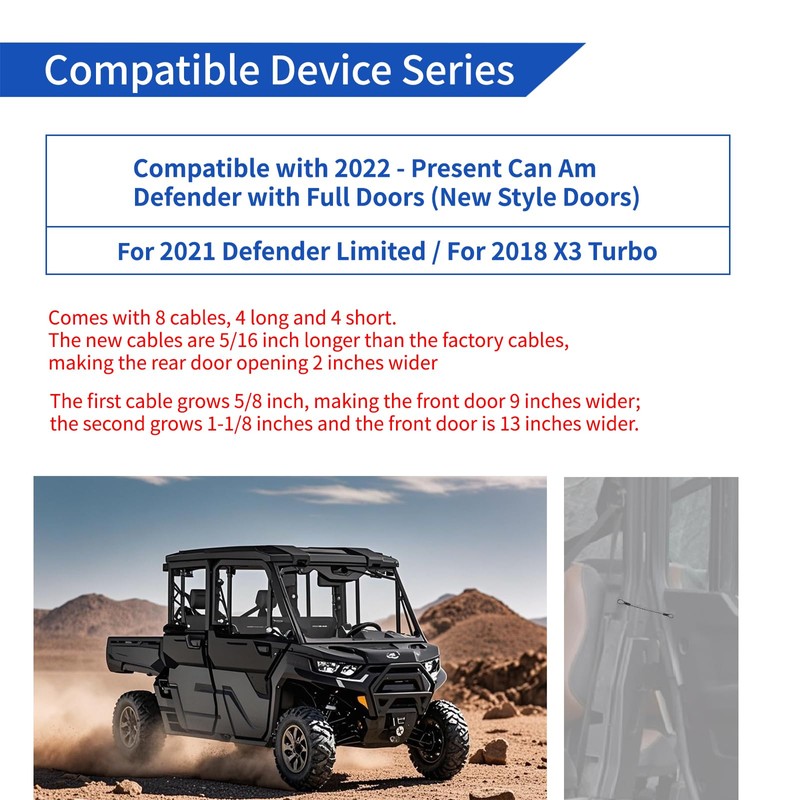 HuanRanYo Extended Door Cables for Can Am Defender Max 2022-Present
