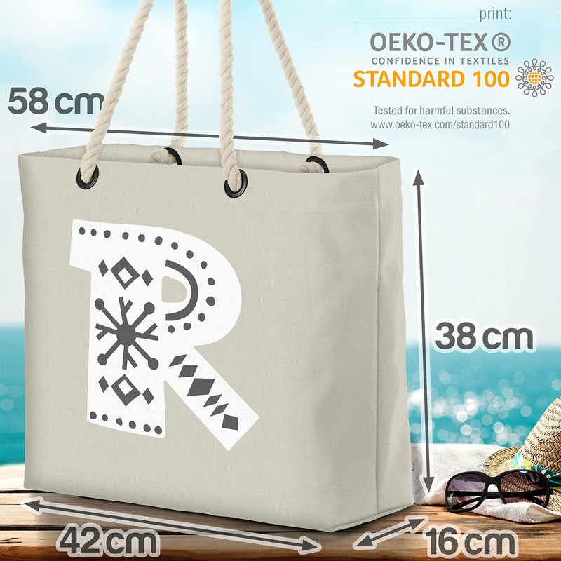 VOID R Dekorative Buchstaben Strandtasche Shopper 58x38x16cm 23L XXL Einkaufstasche