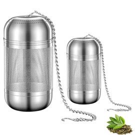 Infusor de Te y Tisanas, Juego de 2 Piezas de Acero Inoxidable 304, Filtro de Malla Fina,Infusor de Te Reutilizable para Hojas Sueltas, Especias y Condimentos, Ideal para Hogar, Oficina y Viajes