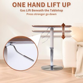 Zpnevx Large Adjustable Swivel Table, Saddle Leather Cover & Metal Leg for Couch Laptop Desk,Overbed Table,TV Tray