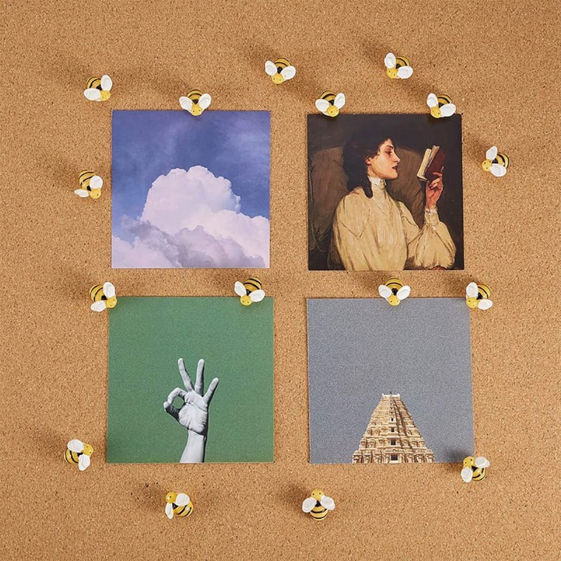 JIHUOO Pack of 30 Bee Thumbtacks Pins Decorative Card Nail