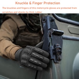 LJCUTE Motorcycle Gloves for Men Women, Knuckle & Finger Protection Touchscreen Tactical Gloves for Cycling Work Hunting Paintball Airsoft Climbing Driving