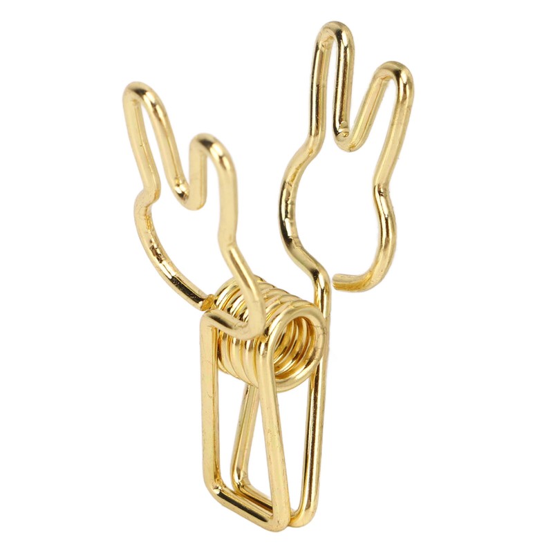 100pcs Binder Clips Cute Cartoon Rabbit Shape Metal Hollowed Long