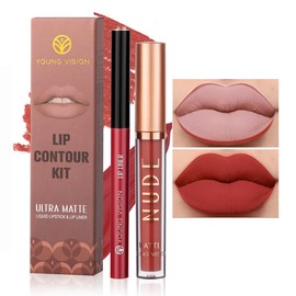YOUNG VISION 6 Colors Matte Lipstick & Lip liner Combo Set, Matte Lip Makeup Srt - Durable, Waterproof, Long Wear, Cruelty Free for Girls, Women, Beginners Teenagers