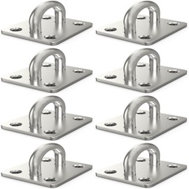 8 Pcs 2 x 1.6 Inch 304 Stainless Steel Ceiling Hooks Pad Eyes Plate Marine Hardware Hooks with Screws