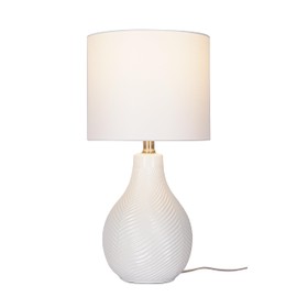 Catalina Lighting 24293-000 Ceramic Table Lamp for Office, Living Room, Dorm or Bedroom, Smart Home Compatible, Bulb Not Included, 18", White