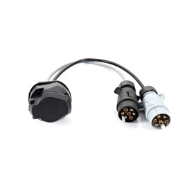 Leisurewize Twin Electric (12N/12S) Car to Caravan Adaptor, 13-Pin to 7-Pin, With Lid on 13-Pin Plug (LW654)