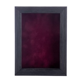 6x8 Shadow Box Frame Barnwood Black Wood | with a 1" Usable Display Depth | Includes a Dark Berry Real Suede Texture Acid-Free Backing Board, UV Resistant Acrylic, and Hanging Hardware