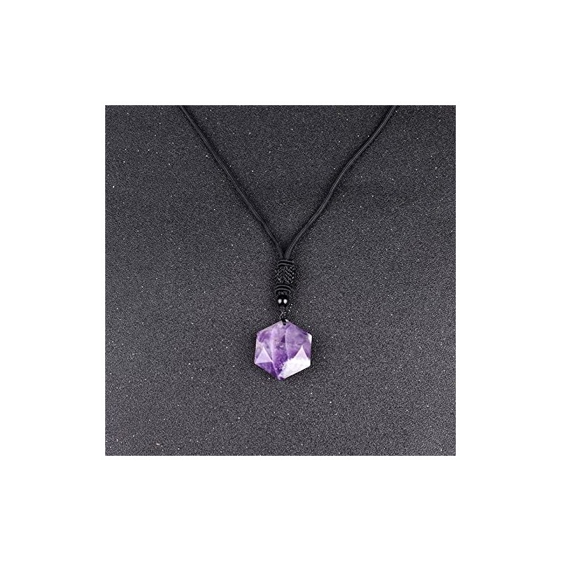 RICHARD-911 Collar Estrella Hexagonal De Amatista Piedra Natural Amuleto Meditación