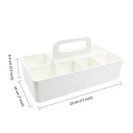 souG New Plastic Portable Makeup Organizer Caddy Tote Divided Basket Bin with Handle,DIY Dividers，8 Compartments，Office Supplies Organizer, Portable Basket Storage Organizer(White)