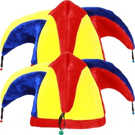 COHEALI 2pcs Funny Clown Hat Jester Costume Hat Multicolor Funny Jester Hat Clown Hat for Mardi Gras Festival Party