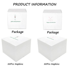 Geloar Funny Golf Cocktail Napkins, 100 Pack Bogeys And Bourbon, Putts And Prosecco Disposable Paper Cocktail Beverage Napkins for Party Bar Birthday Happy Hours Celebration 2-Ply, 4.5x4.5"