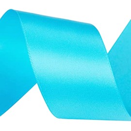 Turquoise Satin Ribbon - 50mm Wide - 5 Meter for Gifts Wrap, Crafts, Cloth, Sew, Party, Events, Bows, Wedding Favours Decorative Easter Christmas