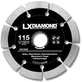 LXDIAMOND Diamond Cutting Disc 115 mm x 22.23 mm - for Angle Grinder Wall Chaser Slot Cutter - Diamond Disc for Separating Stone Concrete Brick Masonry - 115 mm Stone Disc in Professional Quality