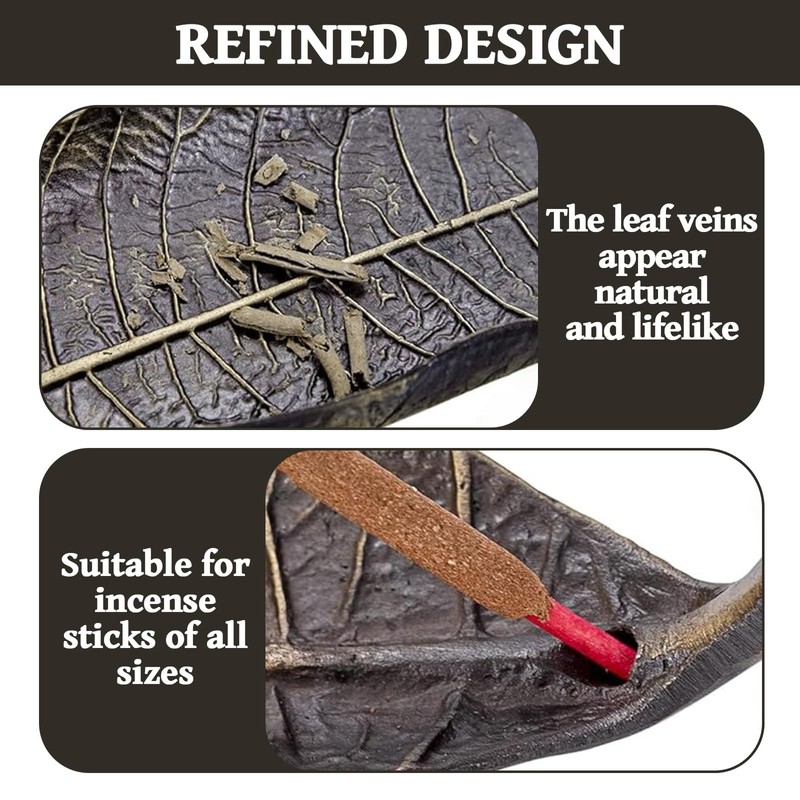 21cm Long Incense Sticks Holders, Metal Leaf Ash Catcher, Meditations