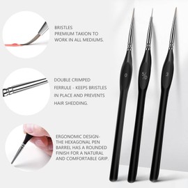 Art Paint Brush Set, Different Sizes for Artists, Adults & Kids, Detail Brushes with Triangular Handles,10 Miniature Brush for Fine Detailing & Art Painting,Acrylic&Nail, Watercolour, 10 Count Fine