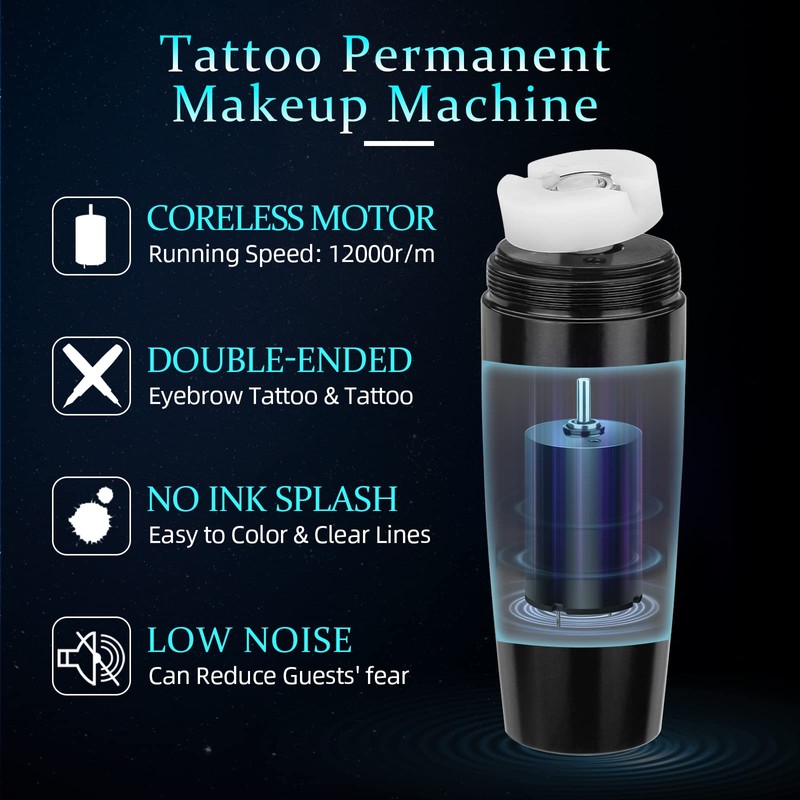 ATOMUS Black 16mm Tattoo Pen Machine Coreless Motor Rotary Machine