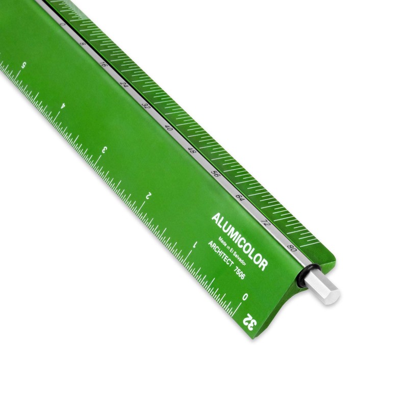 Alumicolor Select-a-Scale Architect Drafting Tool w/Rotating Calibration Rod (6IN, Green)