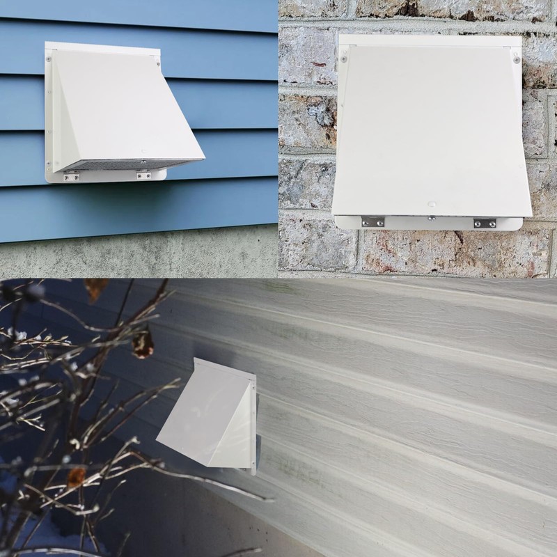8 Inch Hooded Wall Vent with Screen and Damper,Outdoor Wall