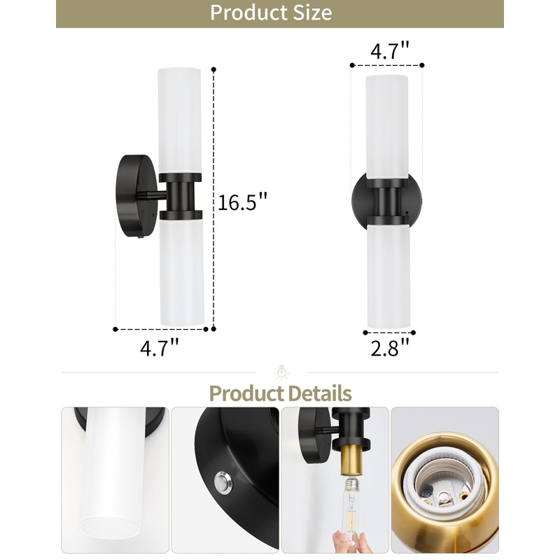 Battery Operated Wall Sconce Set of Two, Modern Rechargeable Wall