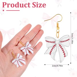 Baseball Softball Bow Earrings for Women, Acrylic Creative Baseball/Football/Soccer/Tennis Bow Earrings Game Sport Lover Fans Earring